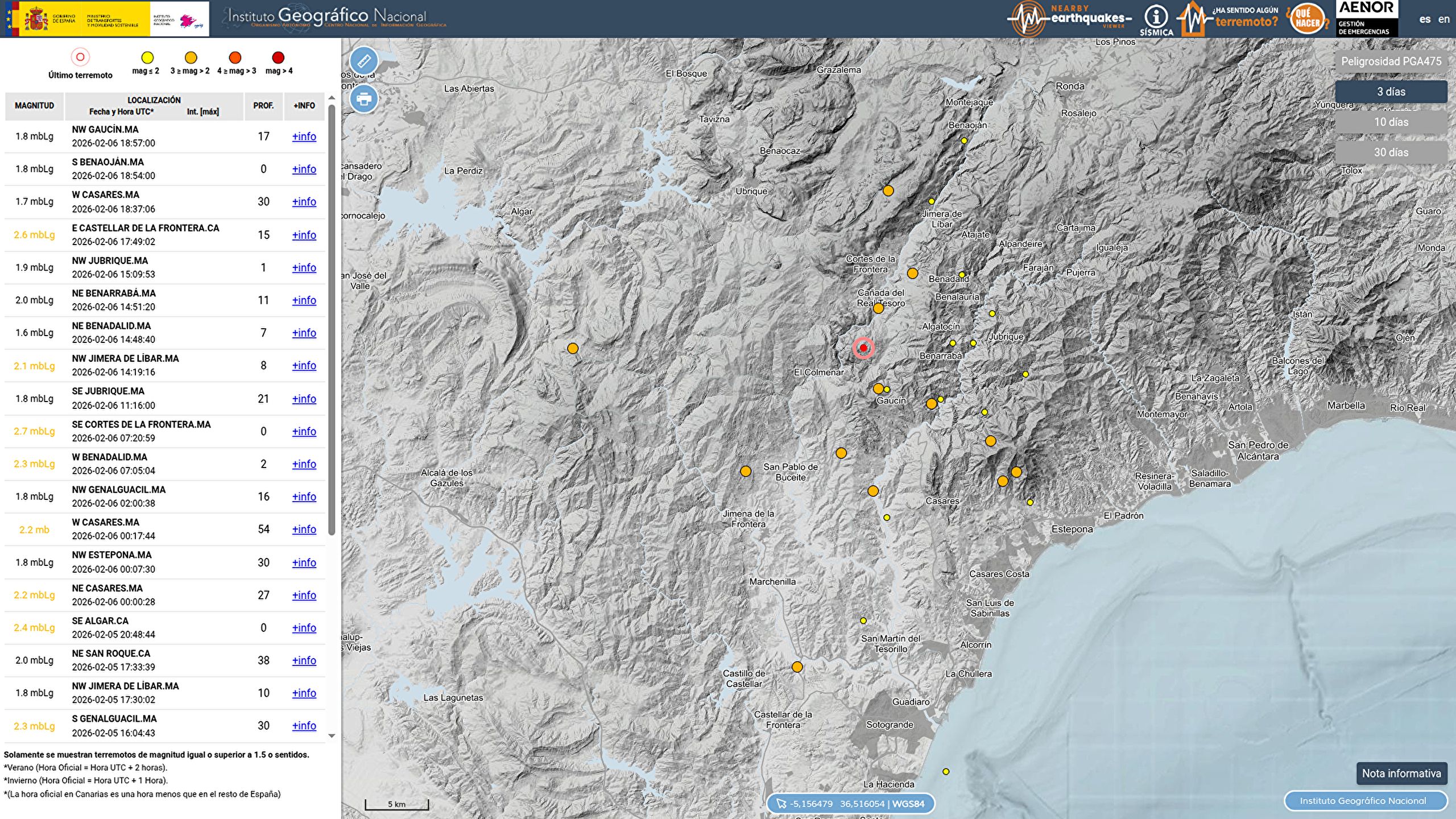 Dozens of Earthquakes Between M1.8 and M2.6 Southeast of Malaga During Severe Flooding