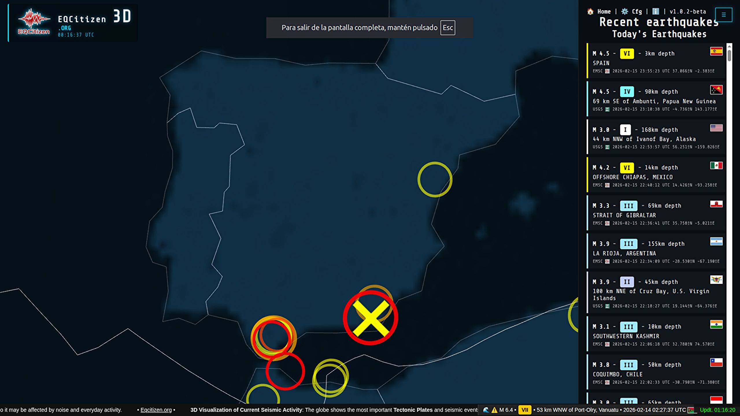 M4.5 - Earthquake Northeast of Tabernas, Almería